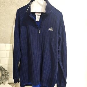ADIDAS Golf Men's Collared 3/4 Zip long sleeved blue shirt Adidas Logo Medium